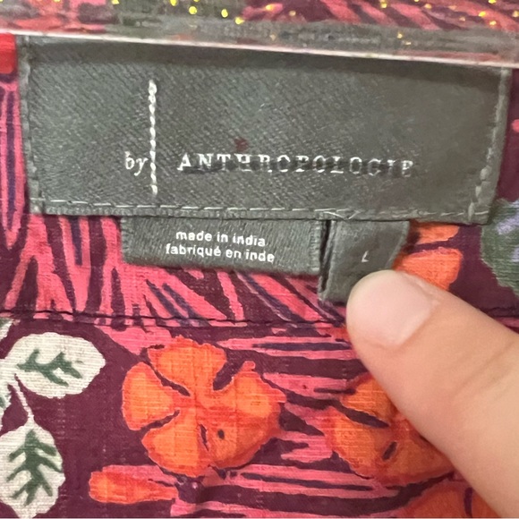 By Anthropologie Ruffled Tunic Dress Black Motif Short Sleeve Mini Size L - Picture 8 of 11